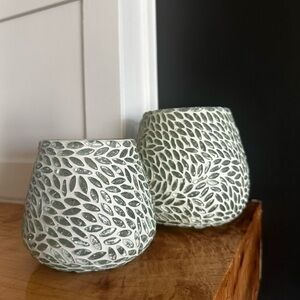 Terrain Leaf Patterned mosaic Candle Holders